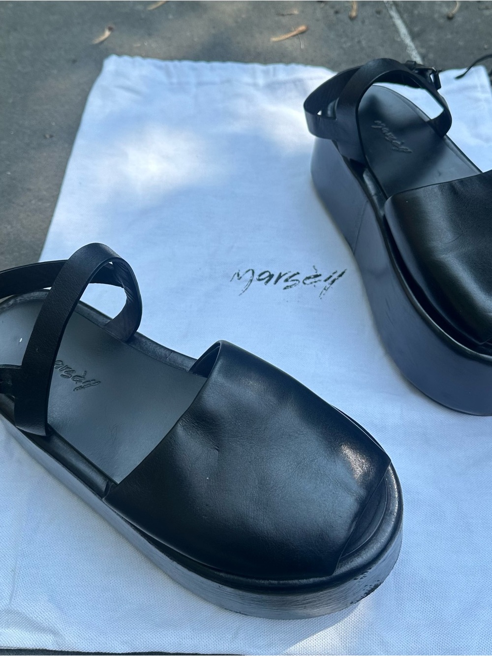 Marsell Black Leather Platform Sandals - Picture 2 of 8